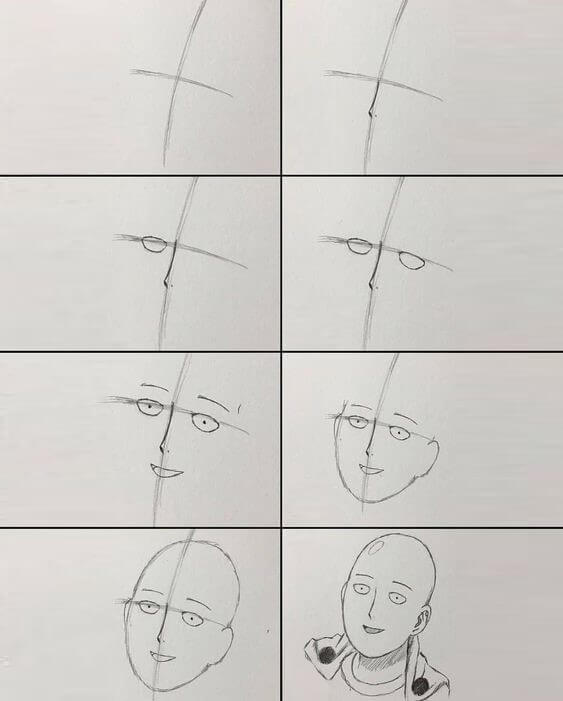Desenhos de Saitama olha para cima