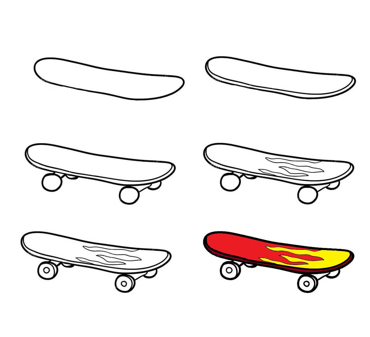 Desenhos de Skate em chamas