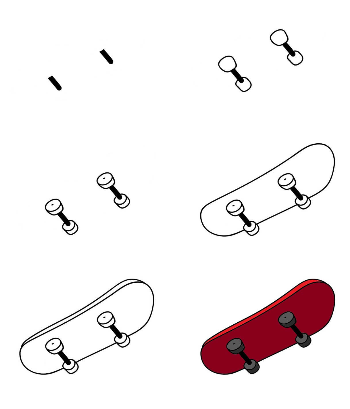 Desenhos de Skate vermelho