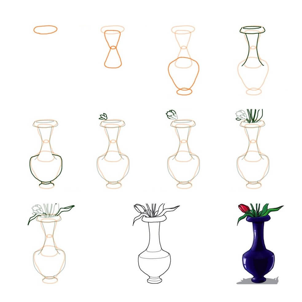 Desenhos de Vaso de flores alto