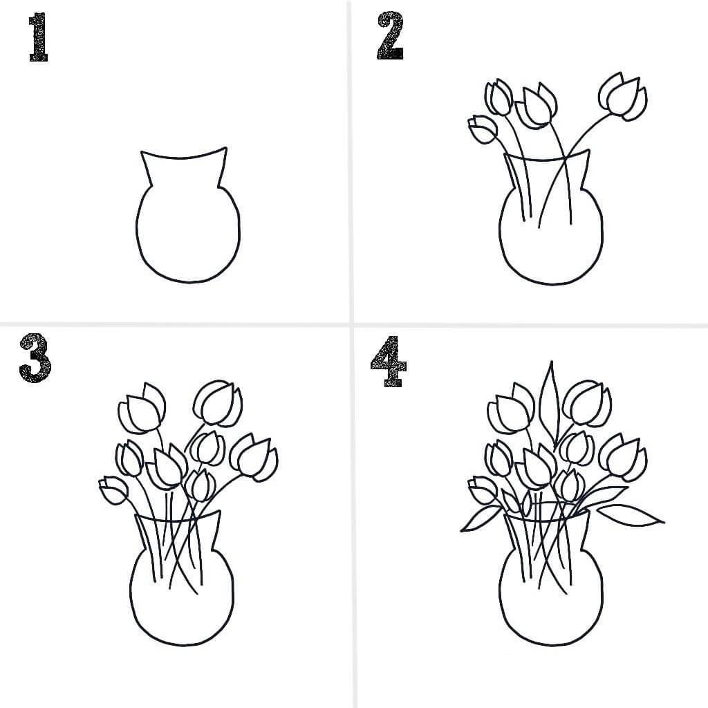 Desenhos de Vaso de flores básico