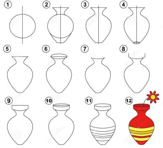 Desenhos de Vaso de flores chamativo