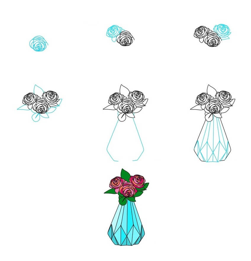 Desenhos de Vaso de flores de cristal