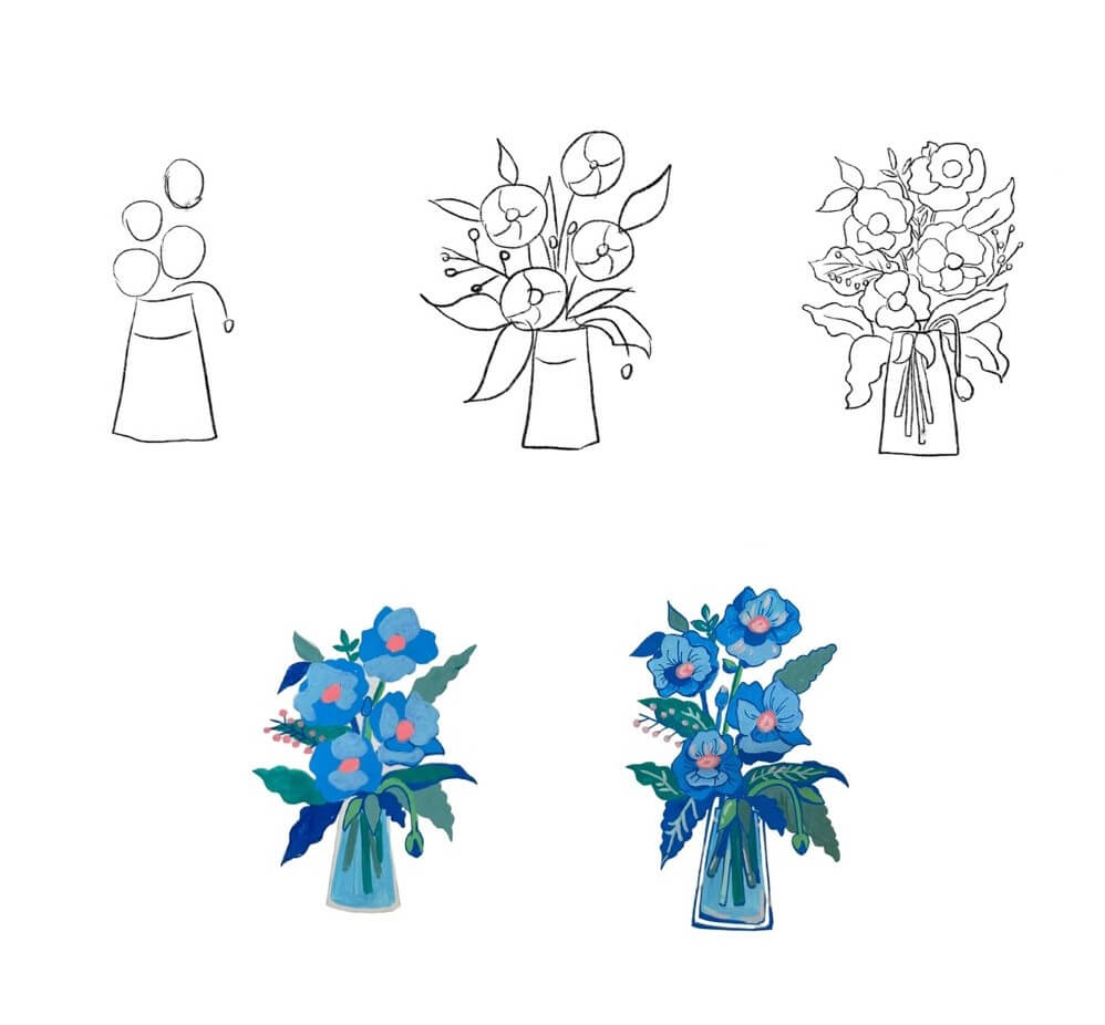 Desenhos de Vaso de flores elegante