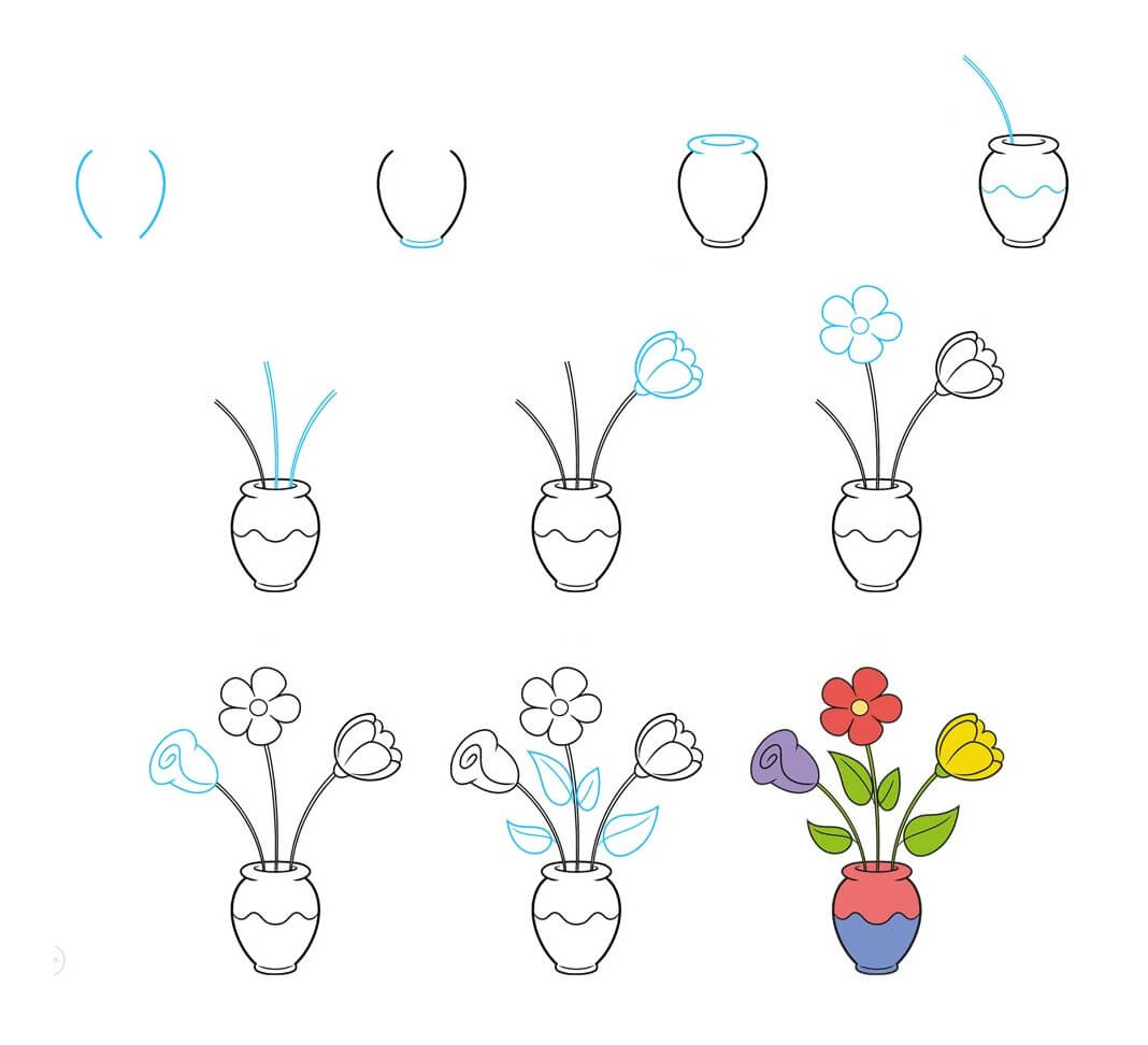 Desenhos de Vaso de flores fácil