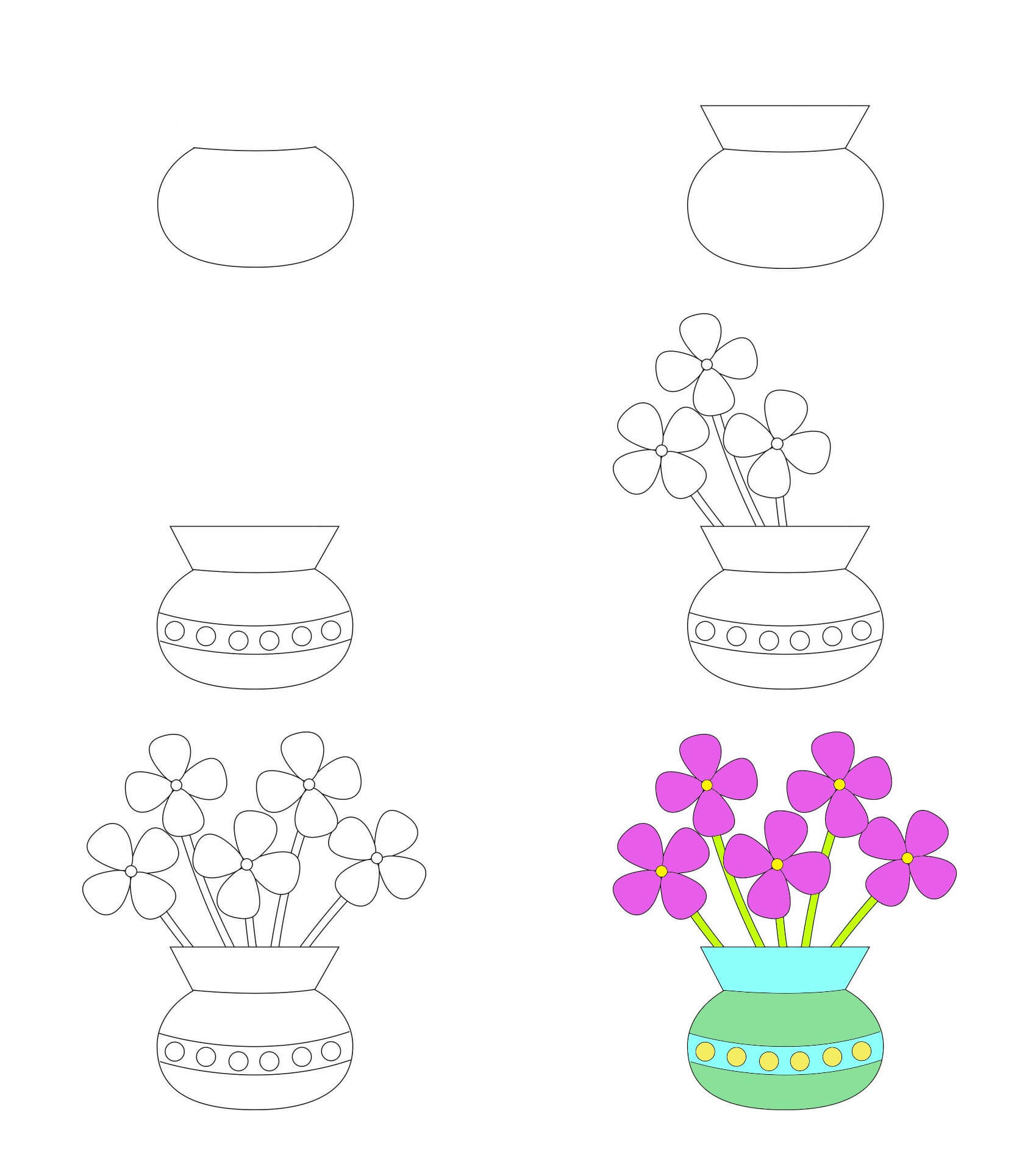 Desenhos de Vaso de flores muito fácil