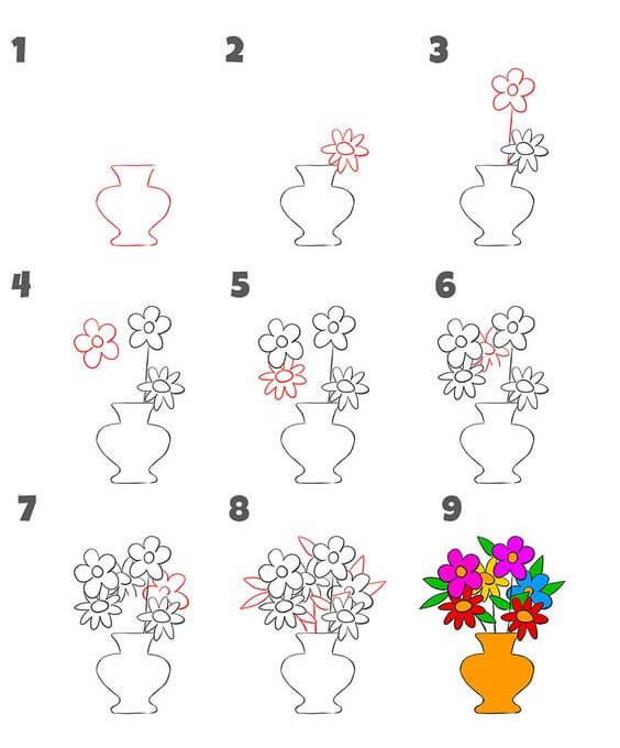 Desenhos de Vaso de flores para crianças