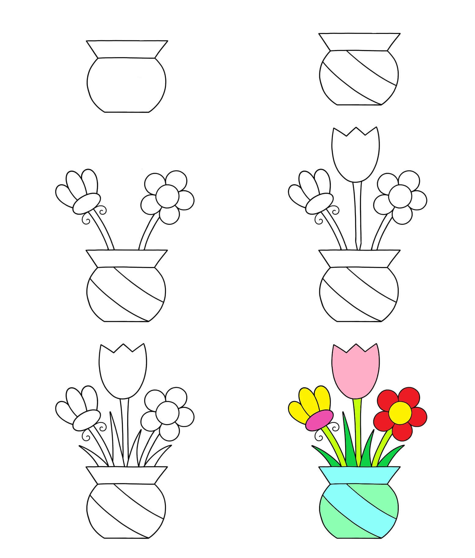 Desenhos de Vaso de flores para escola