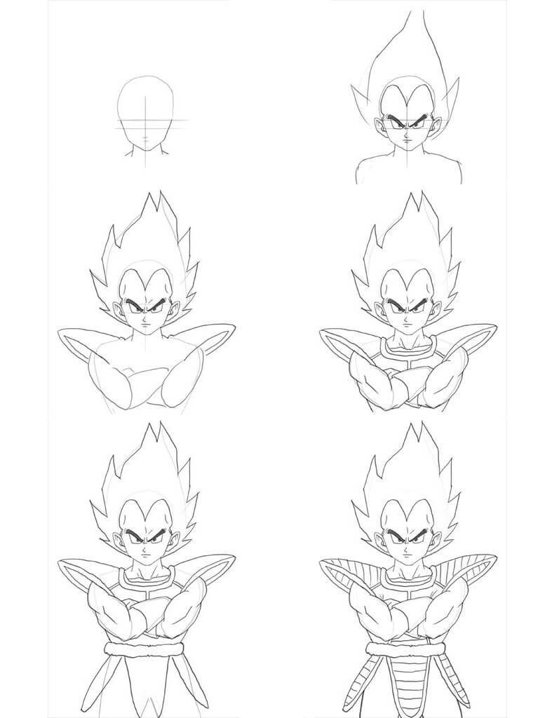 Desenhos de Vegeta confiante